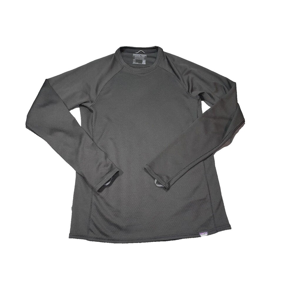 Patagonia Midweight Capilene Base Layer Sz S Black Long Sleeve Outdoor Hiking